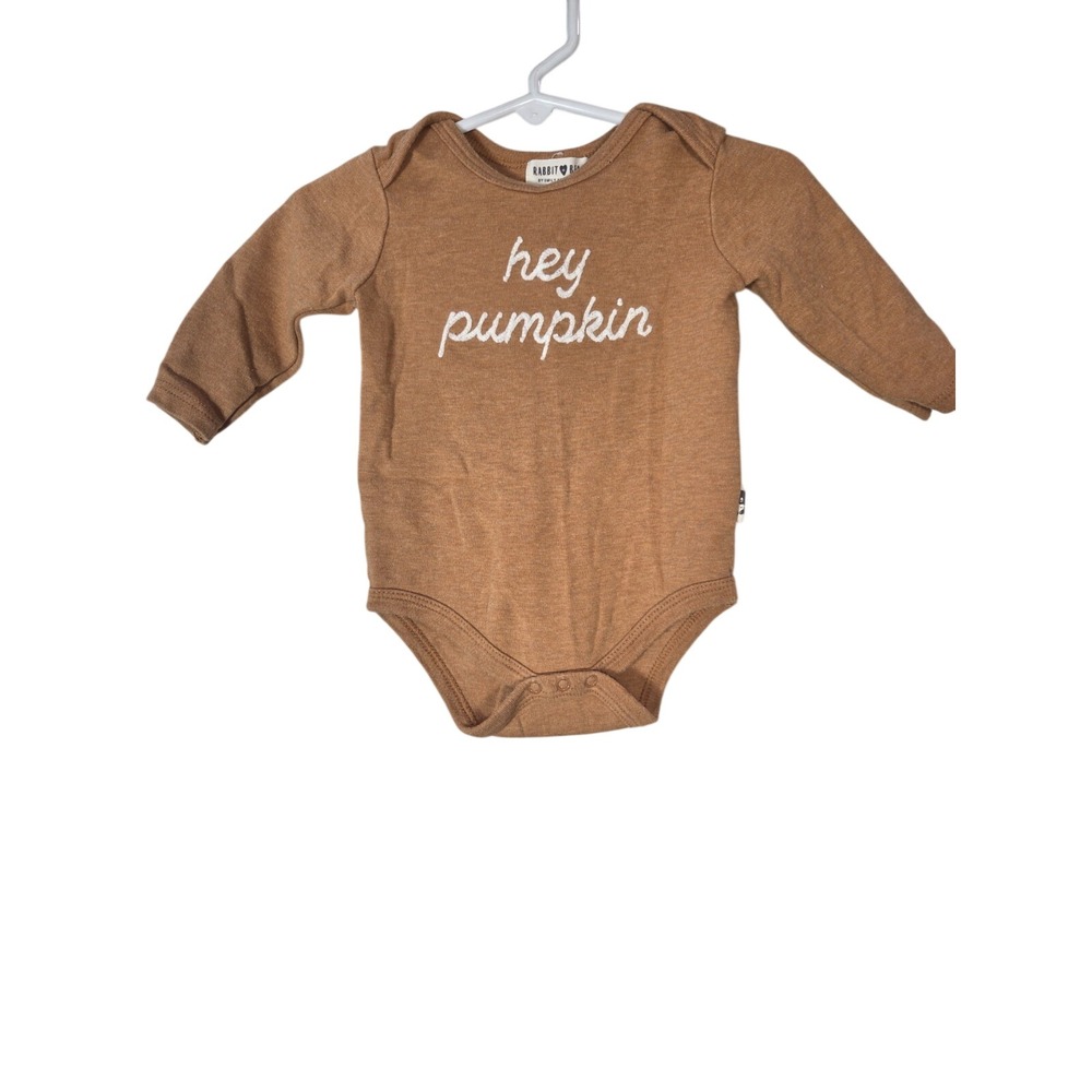 Rabbit Bear Bodysuit Baby 6-9M Brown Hey Pumpkin Organic Cotton Fall Autumn‎